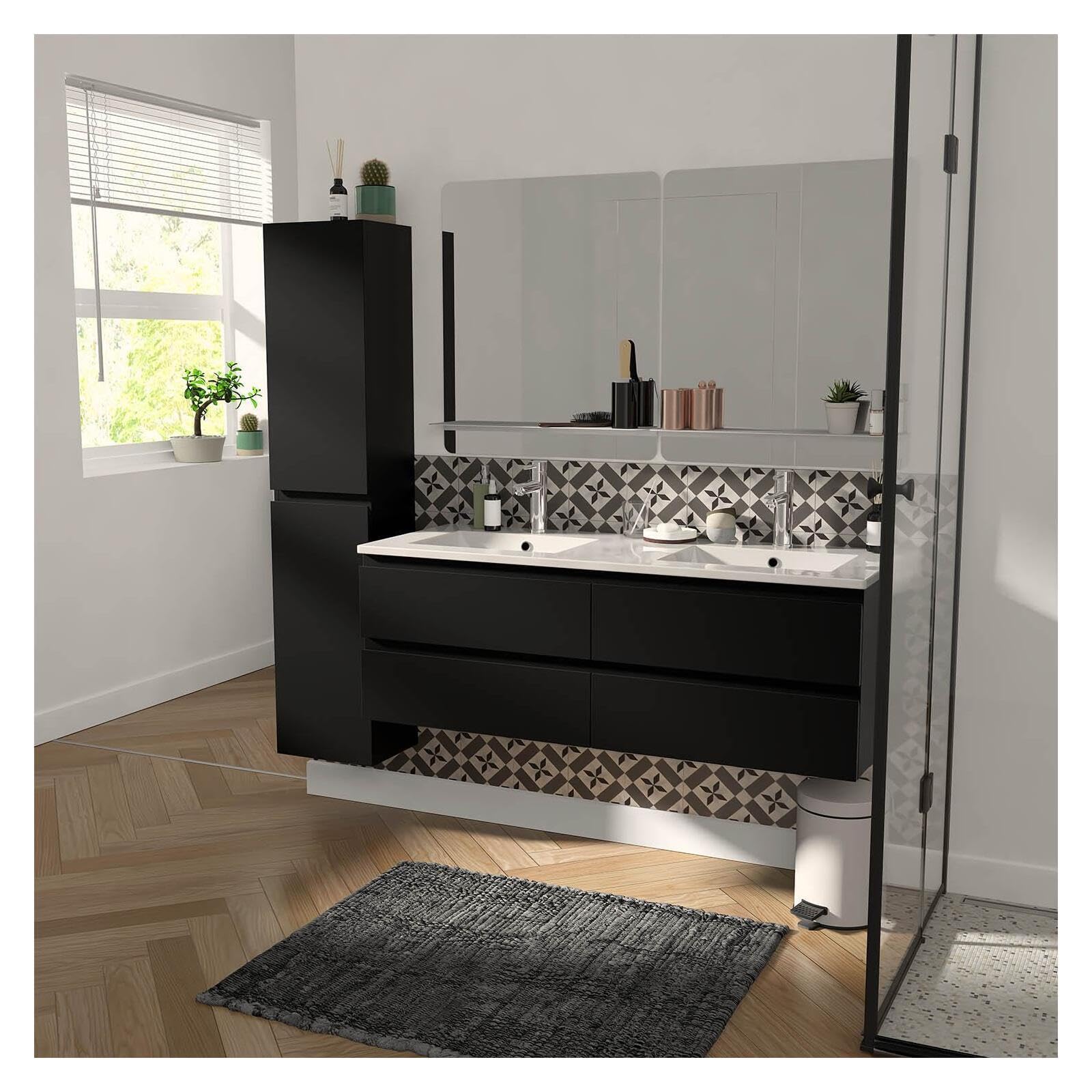 Sorrento - Mueble bajo lavabo (120 cm), color negro