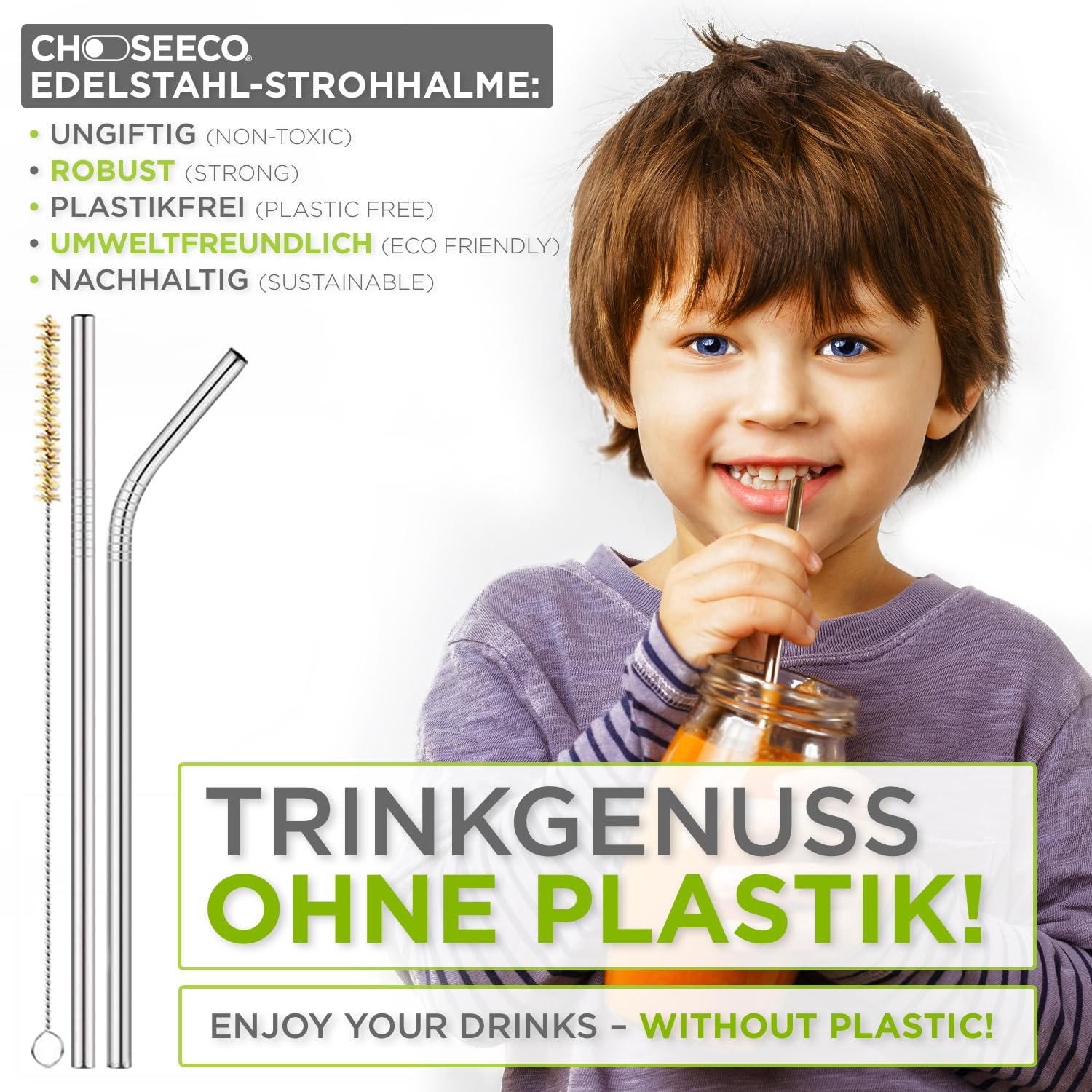 24 Edelstahl-Strohhalme Set – Wiederverwendbar, Spülmaschinenfest & Plastikfrei