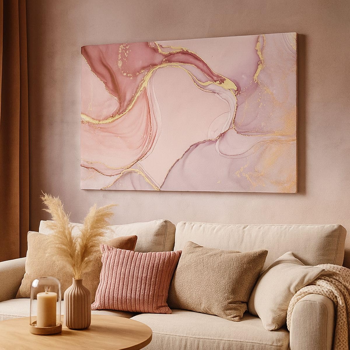 Quadri Moderni su Tela 120x80 cm Stampe da Parete Astratto Pastello - 4528 | Marmo Astrazione Rosa Quadro Decorativo XXL 1 pezzo Soggiorno Camera da Letto Arte da Parete Decorazione da Parete ARTTOR