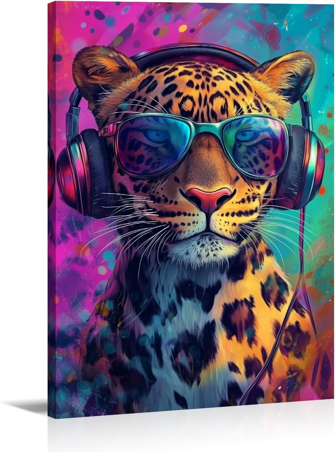 KPLUNDO Canvas Wall Art Elephant Wall Decor Graffiti Picture Funny Animal Listen to Music Painting Colorful Poster for Office Living Room Bedroom Bathroom Home Decor(Art-1,12.00x18.00 inch)
