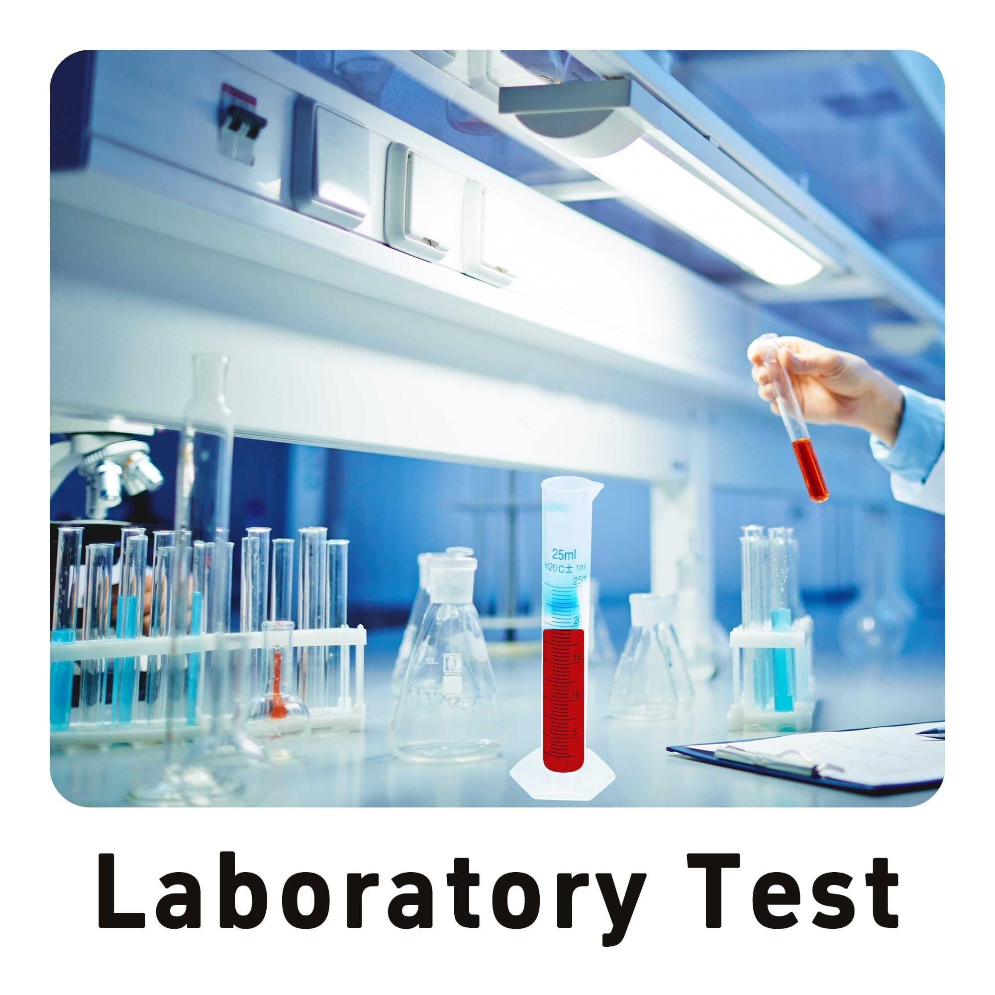 Probeta de Laboratorio para Ciencias, Cilindro medidor Graduado de plástico Transparente, líneas de Dos Caras de 25 ml a 100 ml, Paquete de 3(25ml)