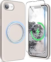 SURPHY iPhone 16e Case Silicone MagSafe Accessory Compatible, with Film, 6.1 Inch Fit (2025) Portable Case iPhone 16e Magnetic Mount iPhone 16e Soft Cover Wireless Charging Compatible (Stone Gray)