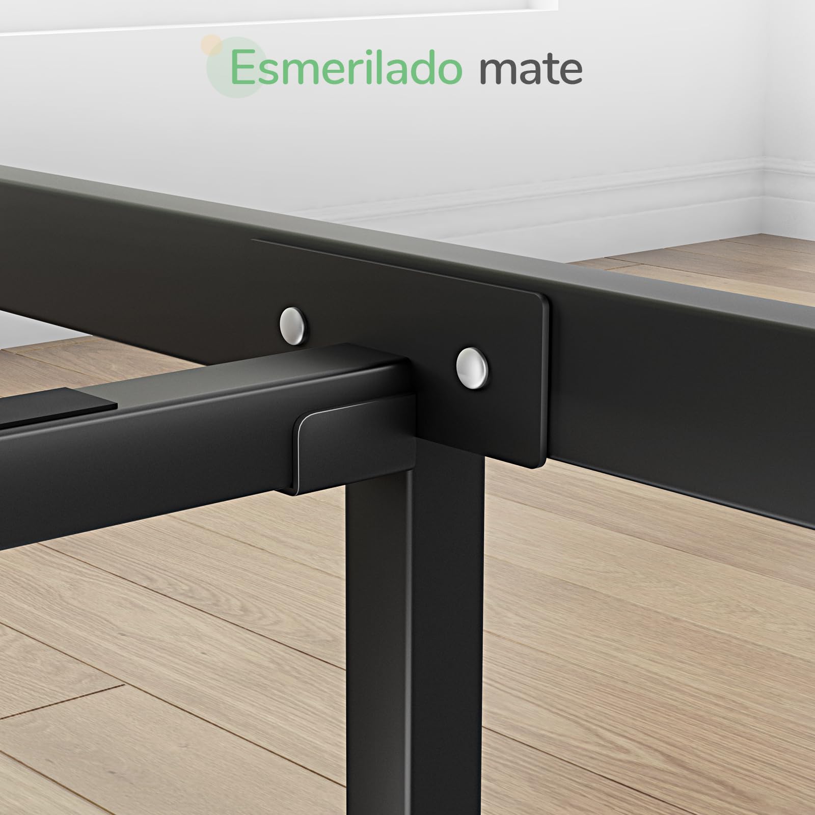 Novilla Somier 135 x 190 metálico, Altura 30,5 cm, Estructura Cama 135x190con Patas, metálica Incluye un somier de láminas metálicas y Tiene, Negro