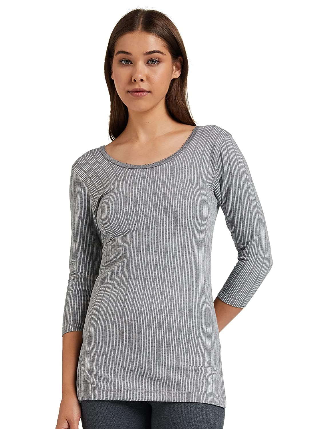 Dixcy Scott Slimz Women’s 3/4th Sleeves Thermal Top |Body Warmer Heat Trap Technology|Enhanced Flexibility|Layering ​Compatibility| Sweat Absorption |Deep Neck Ideal for Layering-image-38