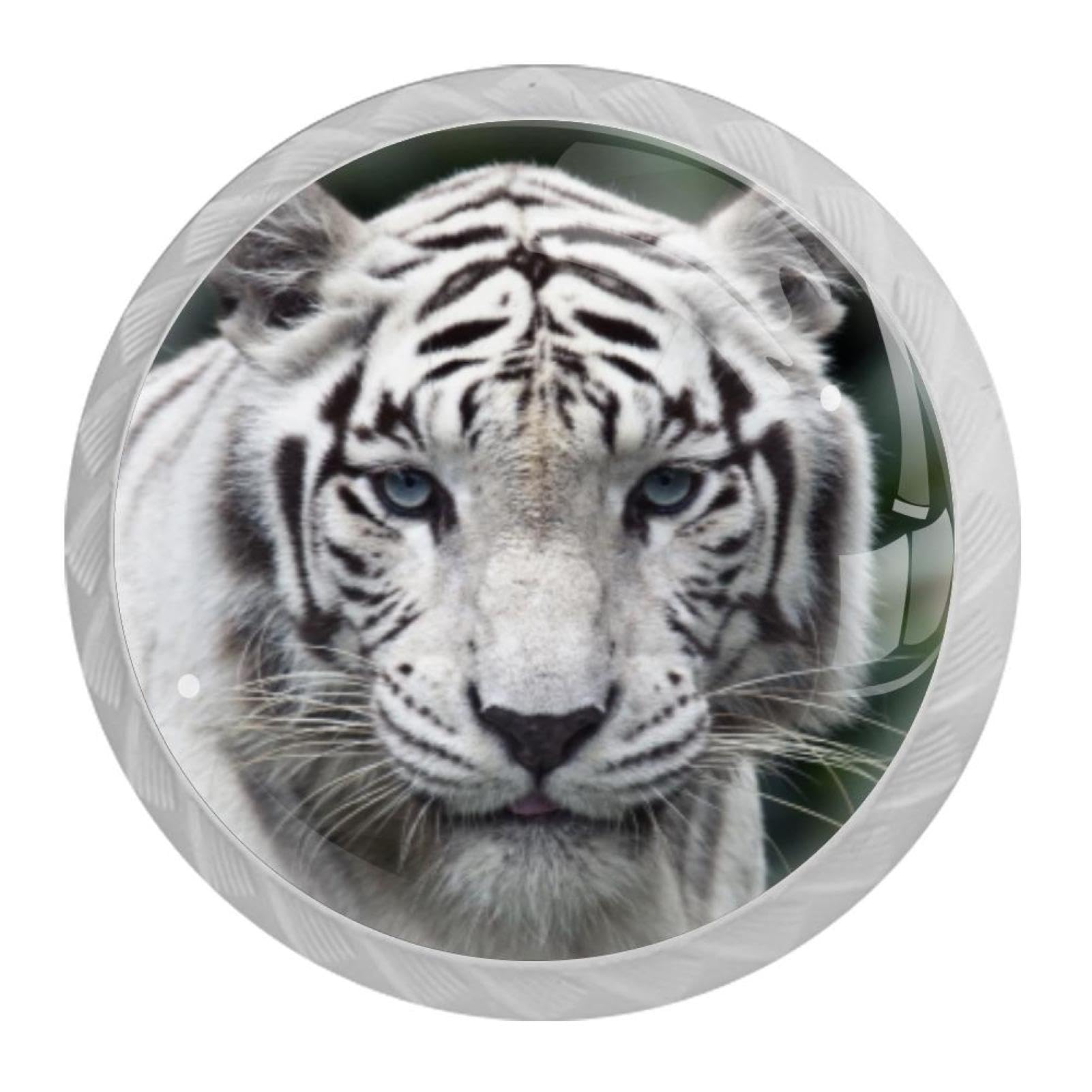 Tqmspg 4 Pieces Drawer Pulls Animal Tiger Door Knobs Dresser Handles for Kitchen Wardrobe Cupboard Hardware Furniture