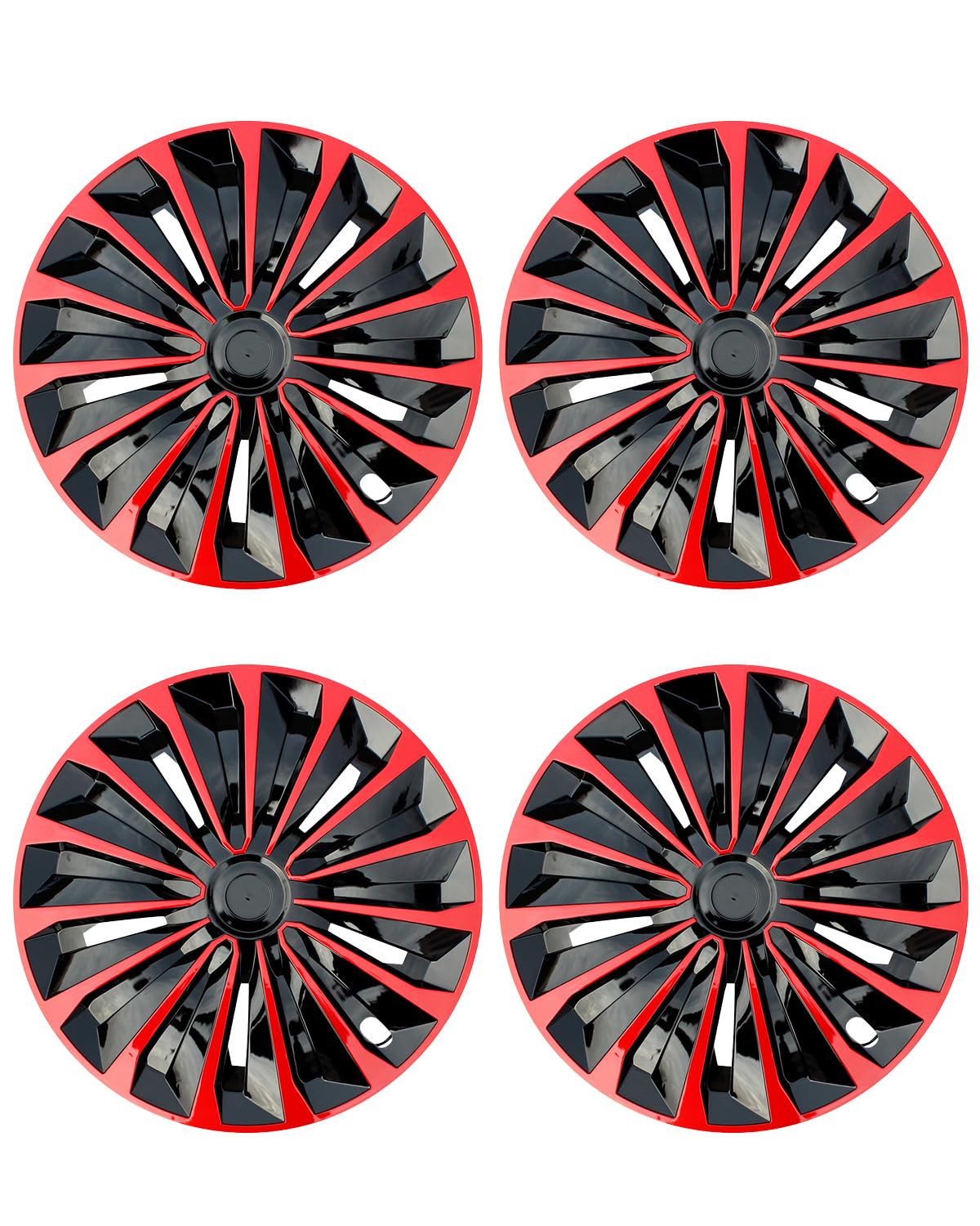 ABX Hubcaps,16 inch hubcaps Set of 4, Wheel Rim Cover ABS Material, Snap On Car Truck SUV Replacement, for Toyota Camry Nissan Mazda etc, Black&amp;Red