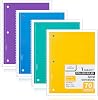 Yeplan Spiral Notebooks 3 Pack, College Ruled Paper, 1 Subject Notebook for School & Journaling, 8 x 10-1/2, 70 Sheets per Notebook Assorted Pastel Colors (3, Aesthetic)