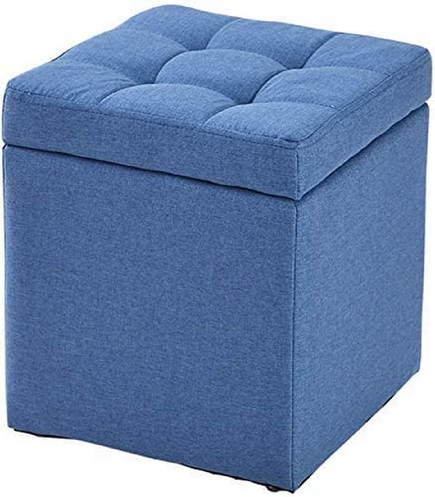 Tabouret Coffre de Rangement pour Entrée Encombrée - Banc Rembourré Bleu