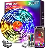 KSIPZE 100ft Led Strip Lights RGB Music Sync Color Changing Led Lights with Smart App Control Remote Led Lights for Bedroom Room Lighting Flexible Home Décor 100 ft