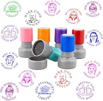 STAMTECH Custom Teacher Stamp for Classroom - Personalized Teachers Face with Self Inking Stamp,Best Gift for Teacher to Encourage Contests, Homework and Aducation