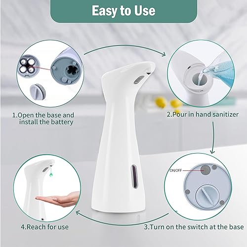 Miniatura 4 de Dispensador automático de jabón para lavabo de baño y cocina, 6.8 fl oz con sensor sin contacto, dispensador de jabón de manos con infrarrojos,