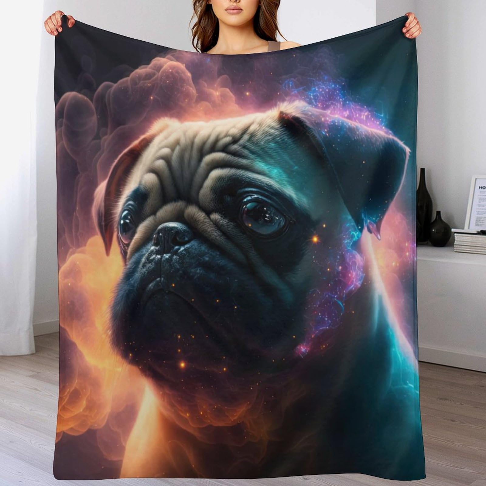 Ggjjtt Pug Blanket Anti Pilling Throw Blankets Cozy Durable Blankets For Office Couch Cinema Bedroom Decor Bed Blanket130×180Cm