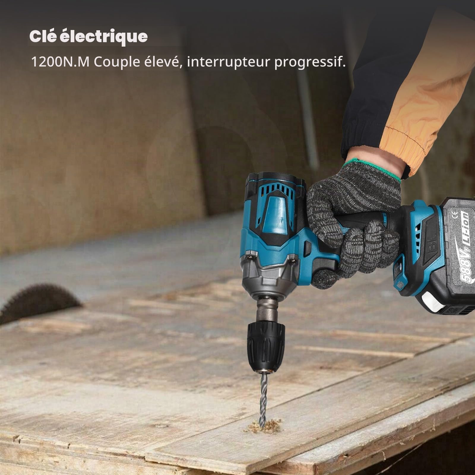 Clef à Choc Sans Fil 1200Nm – Visseuse à Choc 1/2" avec Moteur Sans Balais, Vitesse Variable, 8 Vitesses, Batterie 598VF 3.0Ah, Lumière LED – Clé à Choc Électrique pour Atelier, Mécanique, Bricolage