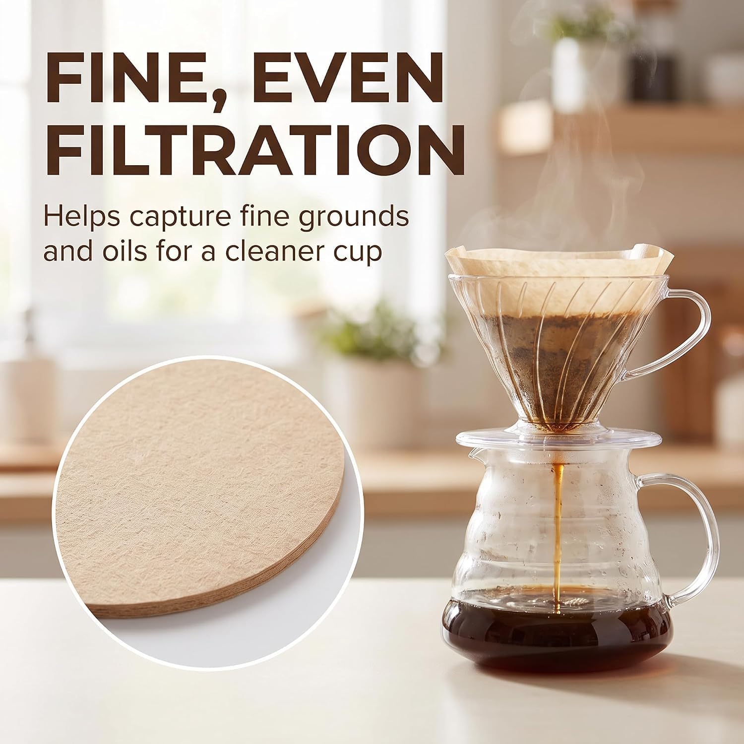 100 Pcs Brown Coffee Filters Paper Coffee Filter Moka Pot Filter Paper Universal Replacement Coffee Filter Compatible with Coffee Maker Coffee Machine Accessories