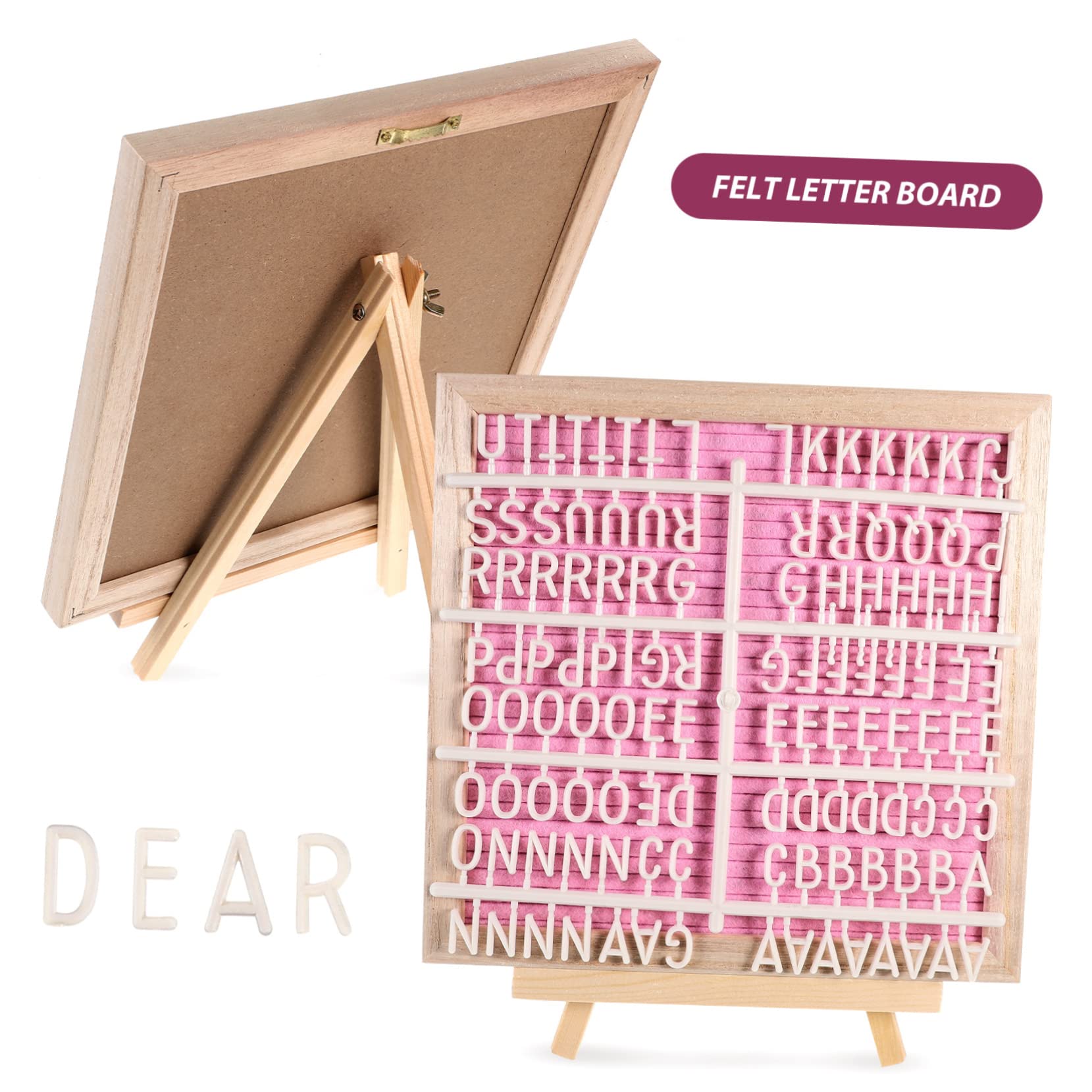Tableau de Lettres en Feutre Rose avec Cadre Bois 1 Set