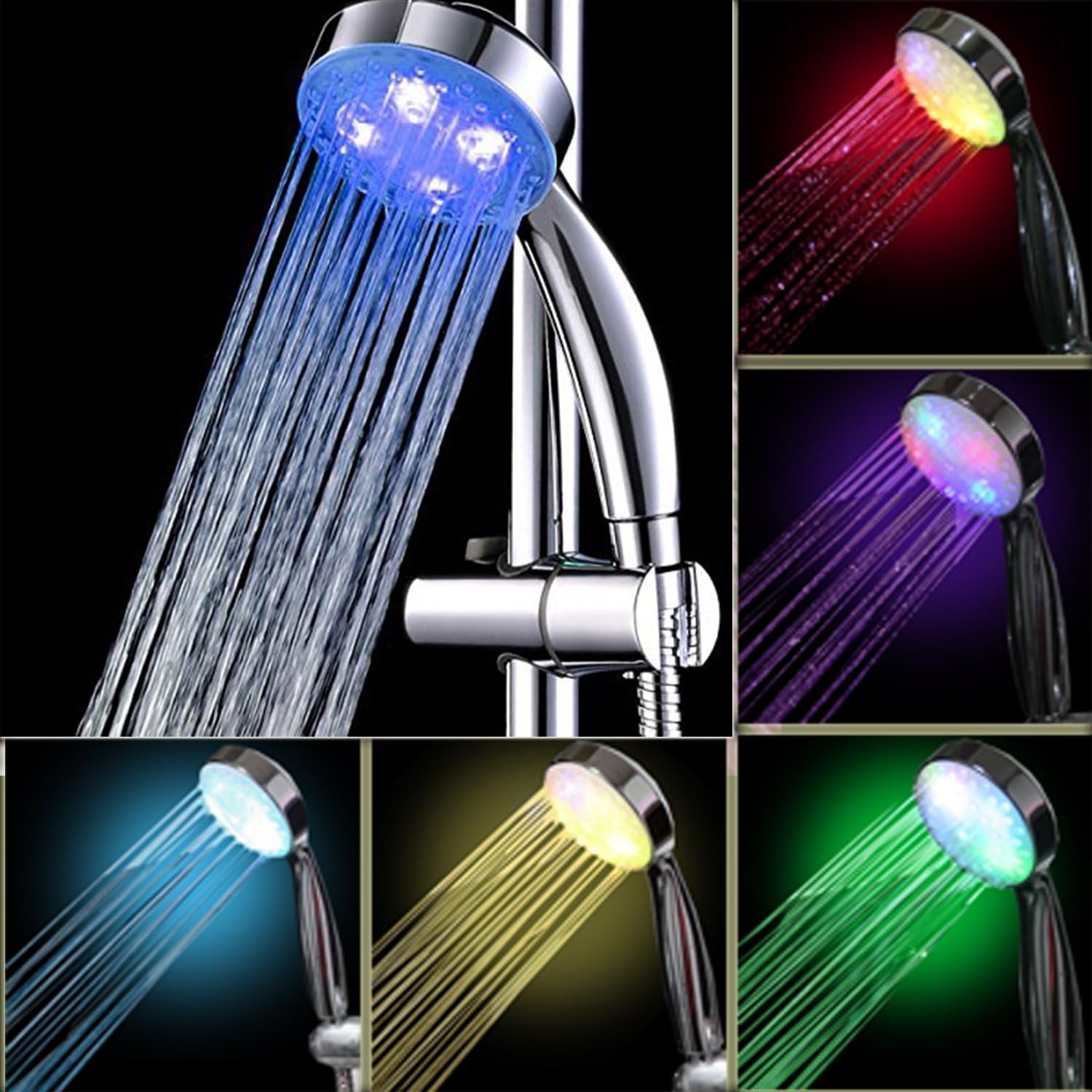 Luci a LED Cambiamento di Colori Mela Doccia, Bagno Soffione Doccia a LED 7 Colori Cambiamento Automatico Luci LED Soffione Doccia a Mano