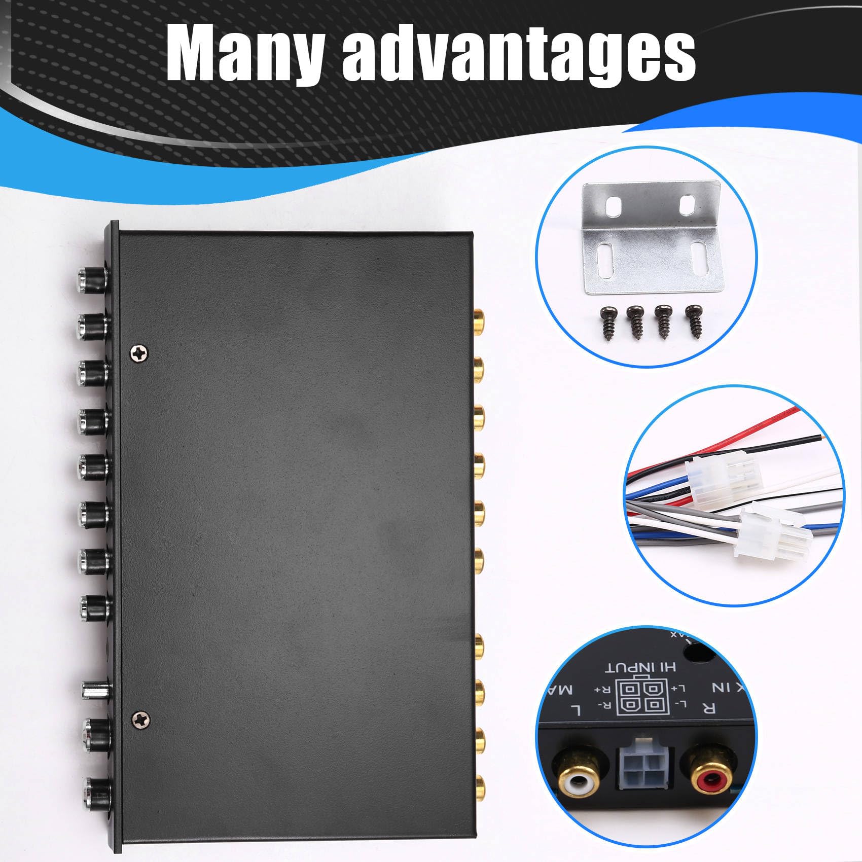 Equalizzatore Audio per Auto a 7 Bande, Regolazione Equalizzatore, Amplificatore di Crossover, Preamplificatore Parametrico Auto, Equalizzatore Audio +-12 DB