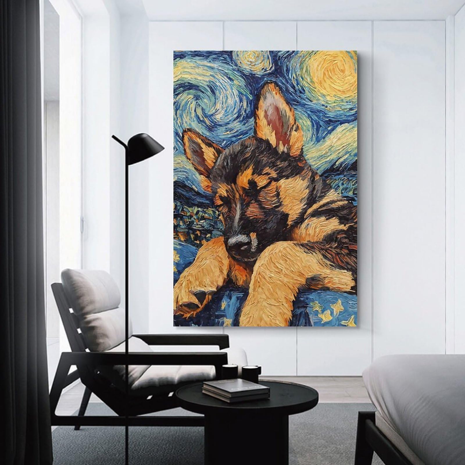 Junmoney Unframe-Style-5 Wall Picture Print German Shepherd Puppy, 24X36inch(60X90cm), For Entrance Walls, Hall Decor Or Foyers, Home Artwork For First Impressions