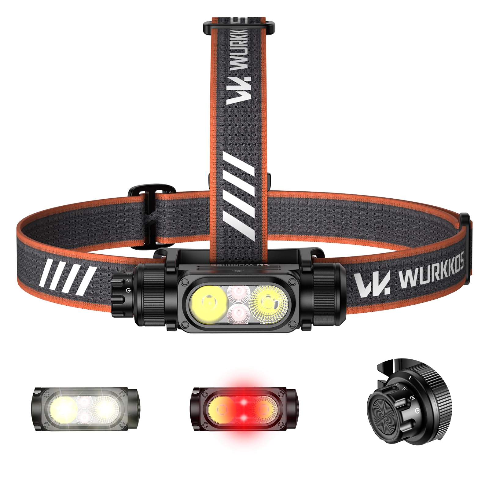 Wurkkos HD17 Torcia Frontale LED Ricaricabile USB-C, Lampada da Testa 2500 Lumen ad Alta Potenza con Luce Rossa, Orientabile 180°, Impermeabile IPX6, per Corsa, Pesca, Campeggio ed Escursionismo