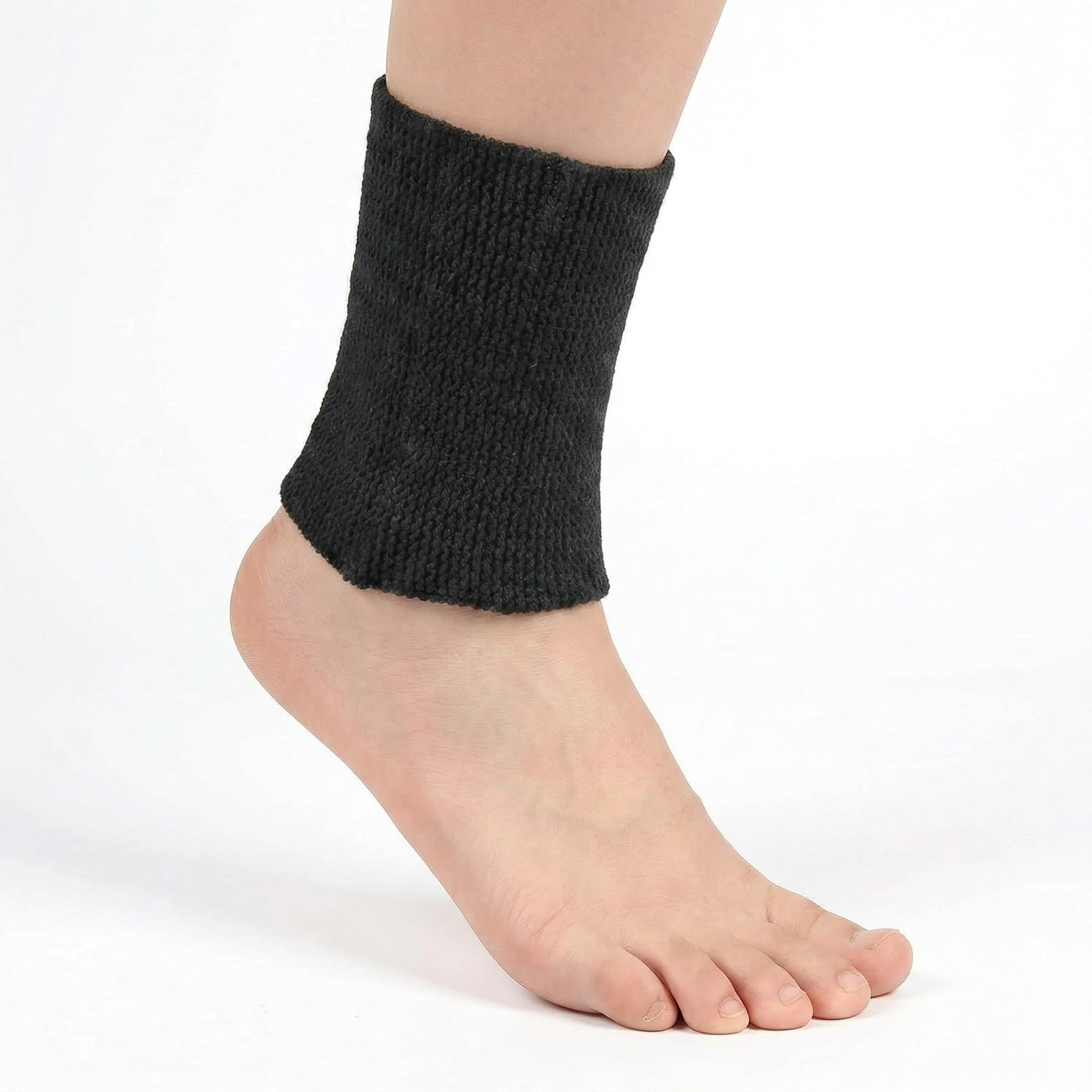 Cetaplast Silicone Gel Ankle cum Wrist Band Protector Sleeve Soft SEBS Gel Guard for Figure Skating, Boot Bite Prevention & Friction Relief Black