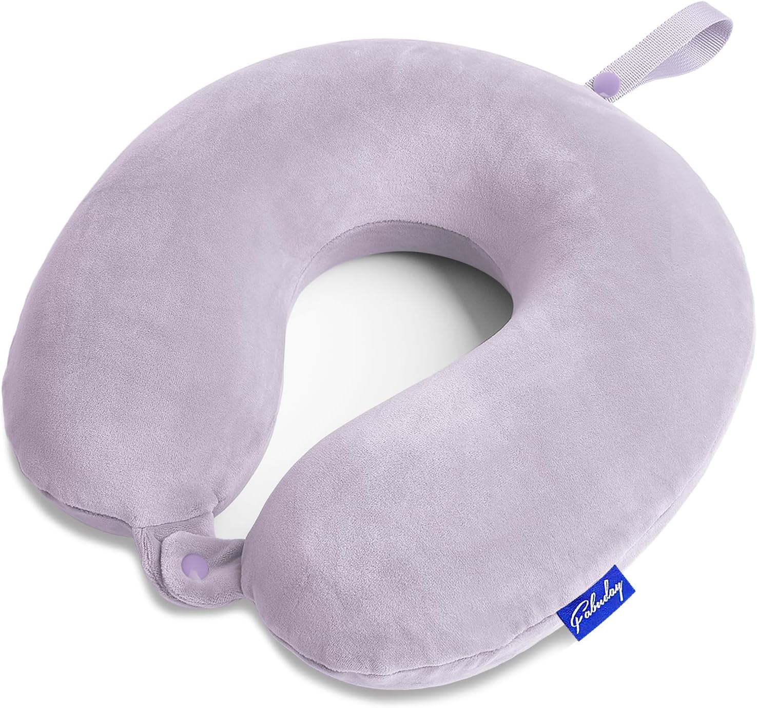 Travel Pillow Memory Foam for Airplanes - Neck Pillow for Traveling, Car, Home, Flight Pillow for Sleeping with Attachable Snap Strap Soft Washable Cover, Provide Head Neck Support Rest, Gray Purple