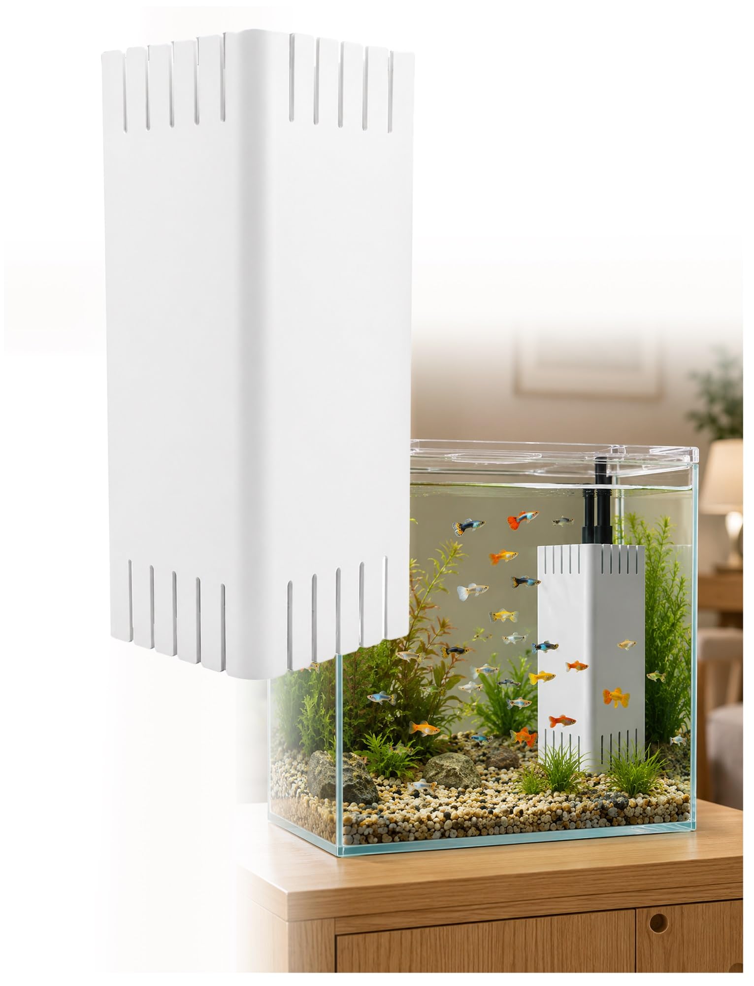 Barrière pour sable et gravier d'aquarium 5mm, protection filtre et pompe angle