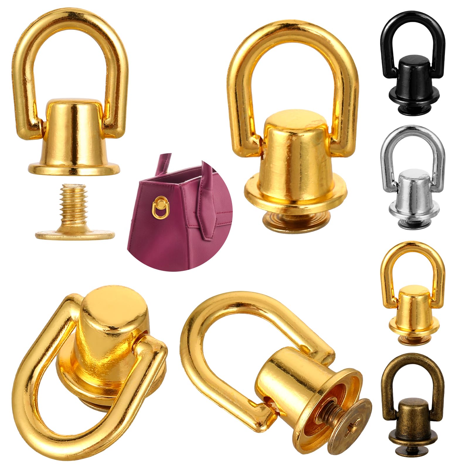 4 Rivetti Ad Anello A D Per Borse In Pelle - Kit Conversione Tracolla - Accessori Fai Da Te - Foto 13