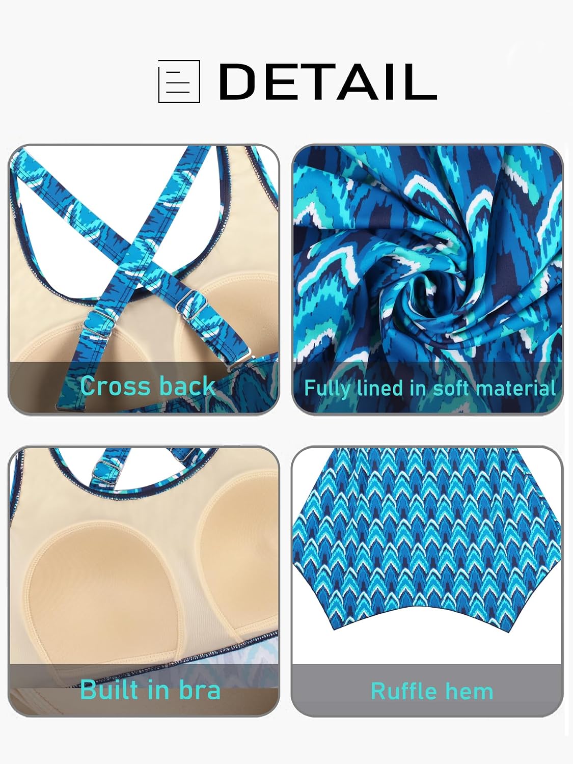 Septangle Modest Swimsuit Tops for Women Cross Back Push Up Bathing Suit Top Tummy Control Tankini Swim Top Only