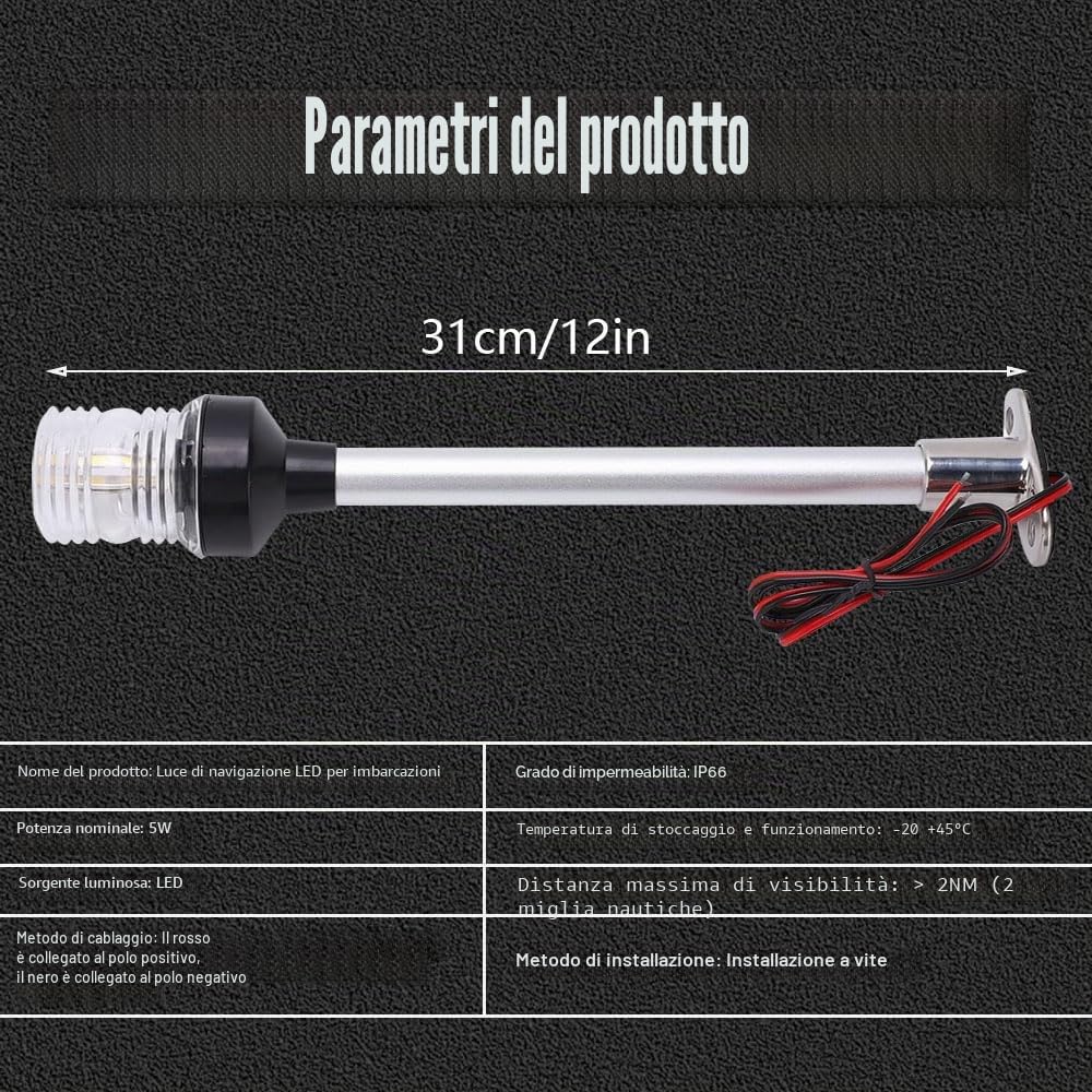 Luce di Navigazione, 12V-24V Impermeabile Luci di Via per Barca LED, Luce di Ancoraggio per Navi Yacht, Distanza di Visione di 2NM, per Barche 12 m/39,4 piedi in Basso