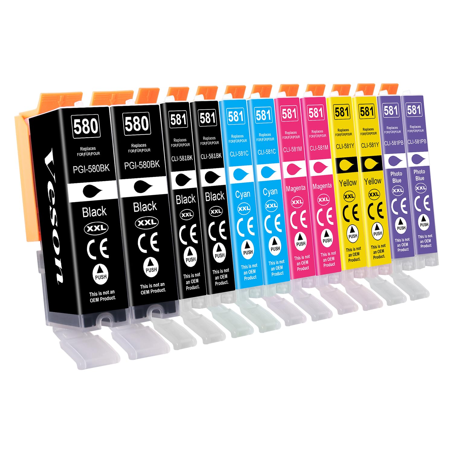 PGI-580 XXL CLI-581 XXL Druckerpatronen (Inklusive Pb 581XXL) Kompatibel für Canon 580 581 Multipack Patronen für Pixma TS8150 TS8151 TS8250 TS8251 TS8252 TS8350 TS8352 TS9150 TS9155 TS9100, 12er-Pack