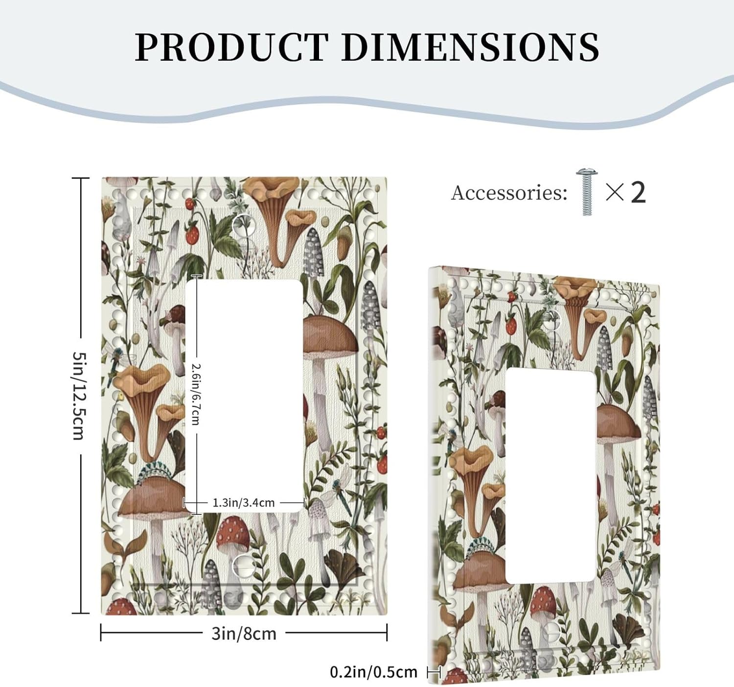 Vintage Mushroom 1 Gang Rocker/GFCI Outlet Light Switch WallPlate Cover Faceplate Boho Cute Retro Floral 70s Flower Funky Groovy Nature Sping Plant Faceplate Abstract Brown Botanical Leaves Room Decor image 5