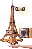 Vista 1 de Rolife Rompecabezas de madera 3D para adultos, Set grande de Torre Eiffel-Juegos de construcción de modelo LED, kits de arquitectura de París como