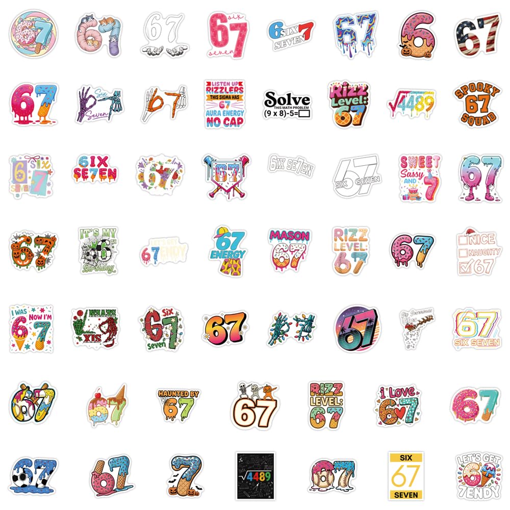 Amazon.co.jp: 54枚 シックスセブンステッカー おもしろい 6 7