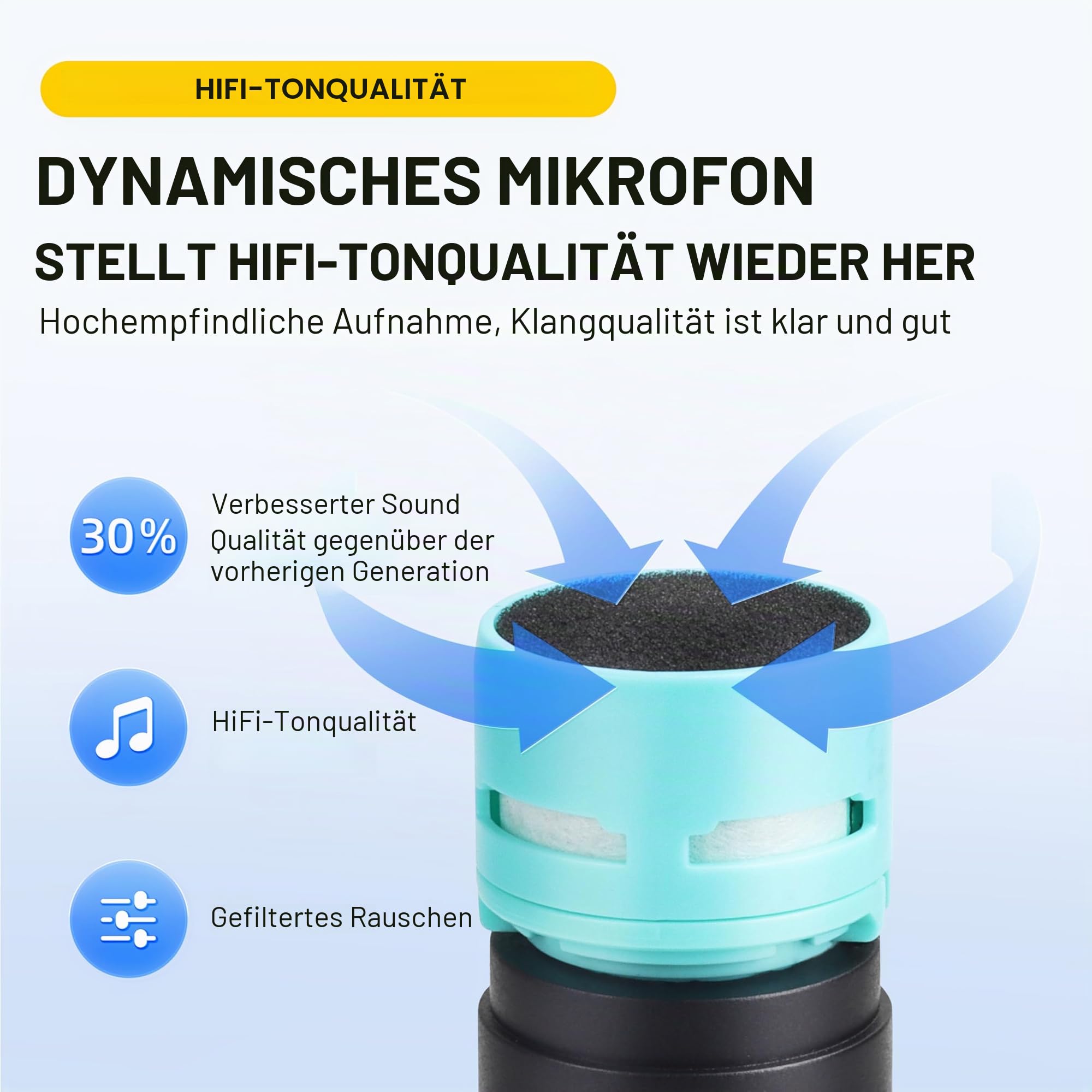 D Debra Professionelles Kabelloses UHF-Mikrofon-Set mit 30 Kanälen – 2 Dynamische Handmikrofone & USB-C-Ladeempfänger, Ideal für Karaoke, Bühne, Hochzeit, Kirche und Veranstaltungen