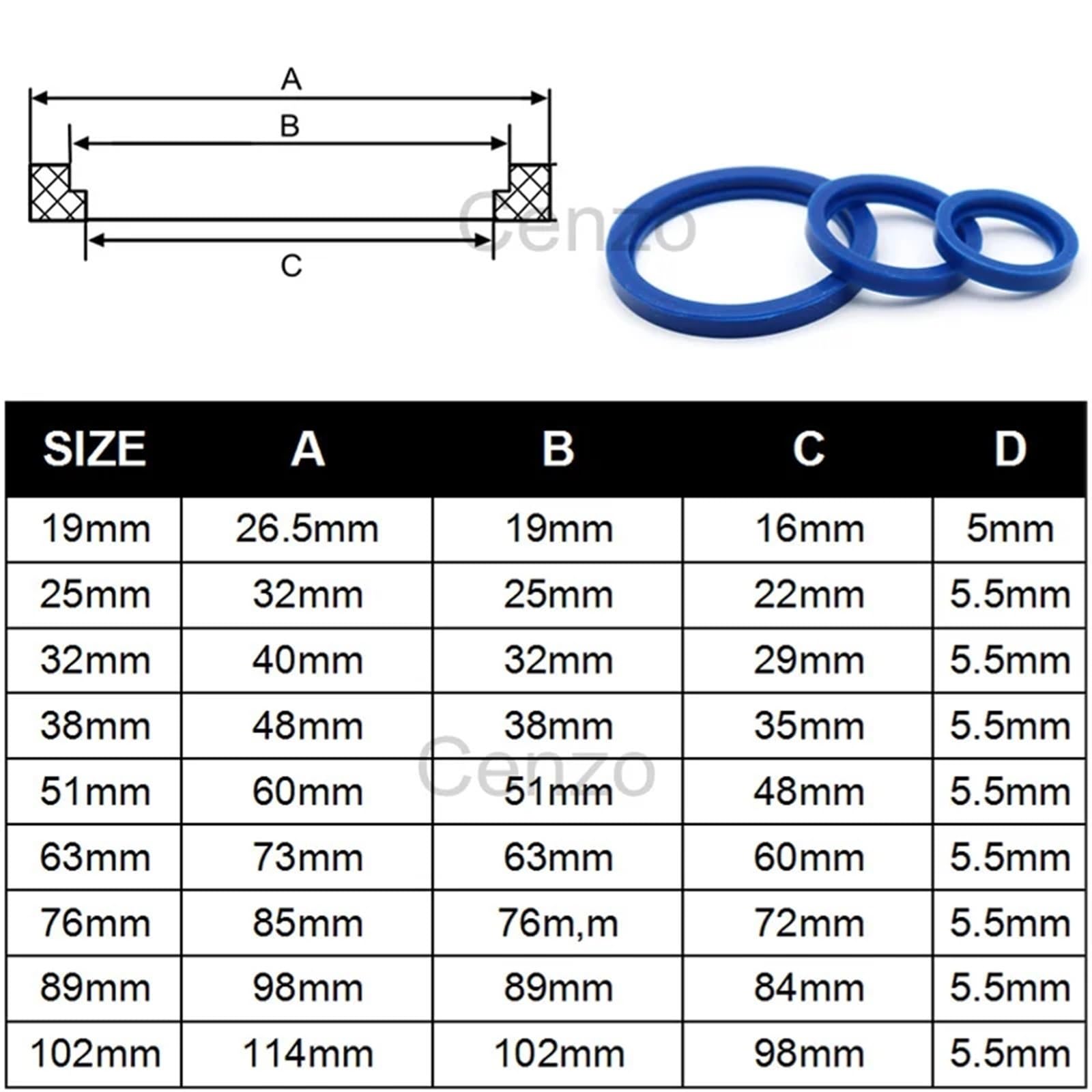 5/10 Stück Sanitär Union Blau Silikon Dichtung Bördel Dichtung Ring Unterlegscheibe 19/25/32/38/51/63/76/89/102 mm(32mm)