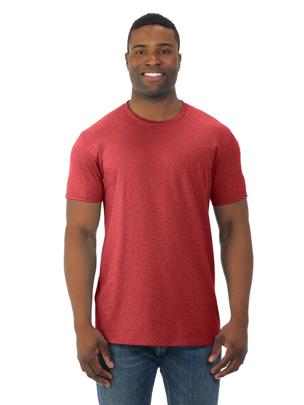 Fruit Of The Loom Mens Sofspun Short Sleeve T-Shirt, 3XL, Brick Heather