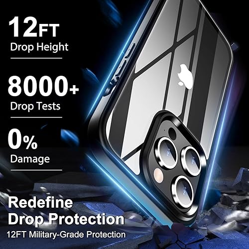 Miniatura 3 de MOZOTER Funda transparente para iPhone 15 Pro, antiamarilleo, protección contra caídas de grado militar, a prueba de golpes, funda delgada para