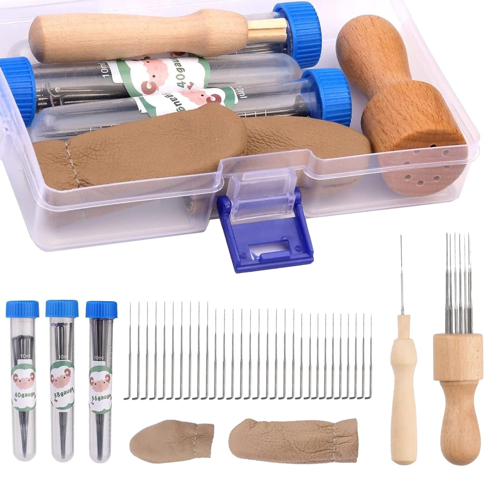 YSBCNK Complete Needle Felting Kit with 30Pcs Professional Felting Needles (3 Sizes)  All-in-One Starter Tool Set for Adults & Kids Crafting DIY Wool Art Projects