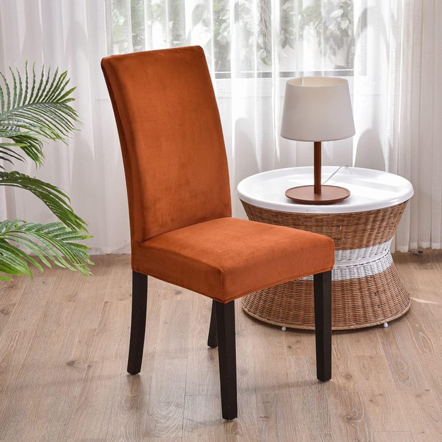 NMVAWIPT Luxury Velvet Dining Room Chair Covers, Stretchable Slipcovers With Elastic Band, 2 Pack Universal Fit(3#)