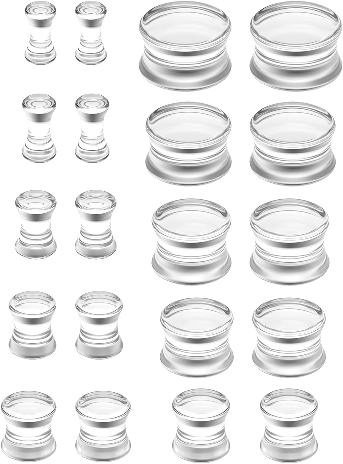 6G-20mm Solid Acrylic Gauges for Ear lightweight Plugs Clear Black Double Flared Saddle Ear Plugs Tunnels Earrings for Women Men