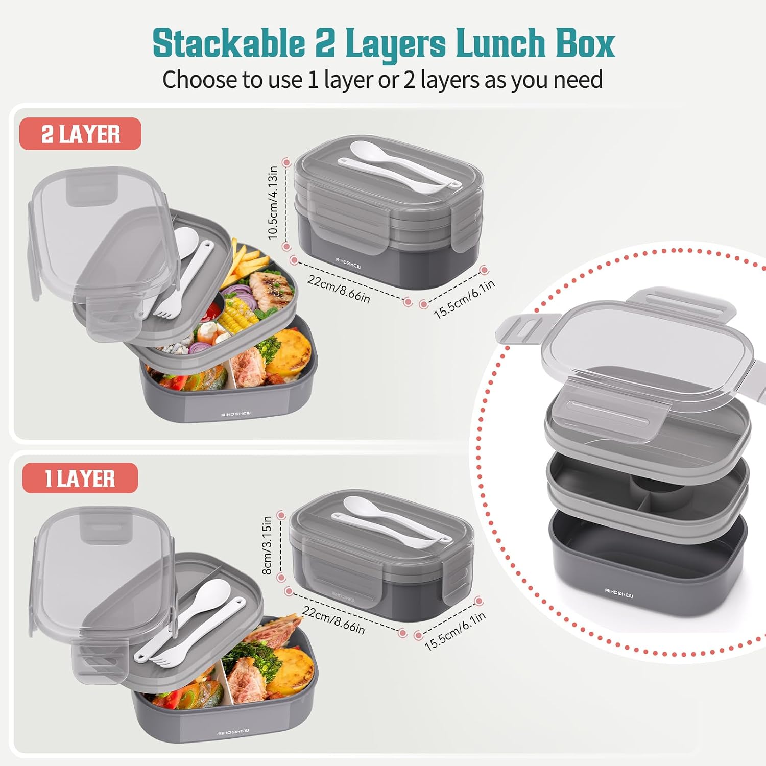 Rikdoken Bento Lunch Box Stackable Layers