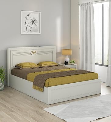 Akira Bed |King Size (78 x 72) Engineered Wood with Full Hydraulic Lifton Storage | 3 Year Warranty | Modern Design | Pumic Grey 42