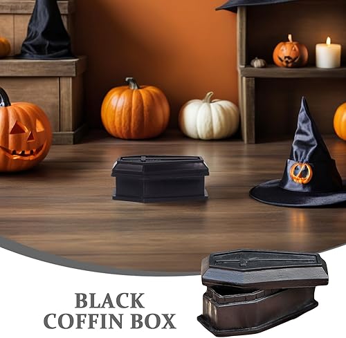 Miniatura 8 de 6 cajas de ataúd negro con tapa, caja de dulces creativa de ataúd, decoración única de Halloween para fiestas y bromas, ambiente espeluznante para