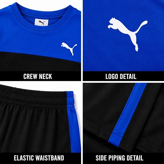 PUMA Boys 2 Piece Dry Fit Tee & Performance Active Shorts Set (Sizes 4-16)