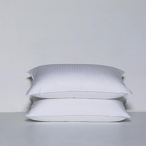 Cuddledown Dreamstead - Juego de 2 almohadas alternativas de plumón prémium  Juego de 2  300 hilos 100% algodón  Tejido de ventana  Hipoalergénico