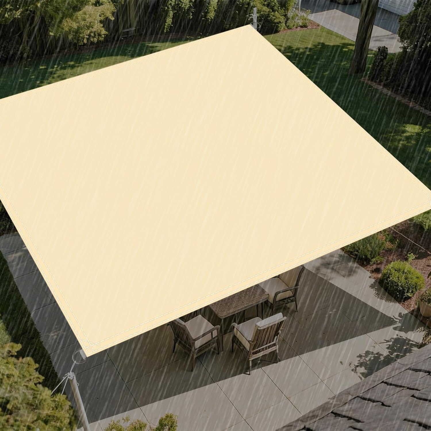 Waterproof Shade Sail Sun Shade Cloth 9'9"x13' Rectangle Canopy 95% UV Block Sunshade Camping Tarp Cover for Outdoor Patio Garden Backyard Deck Awning Yard Pergola