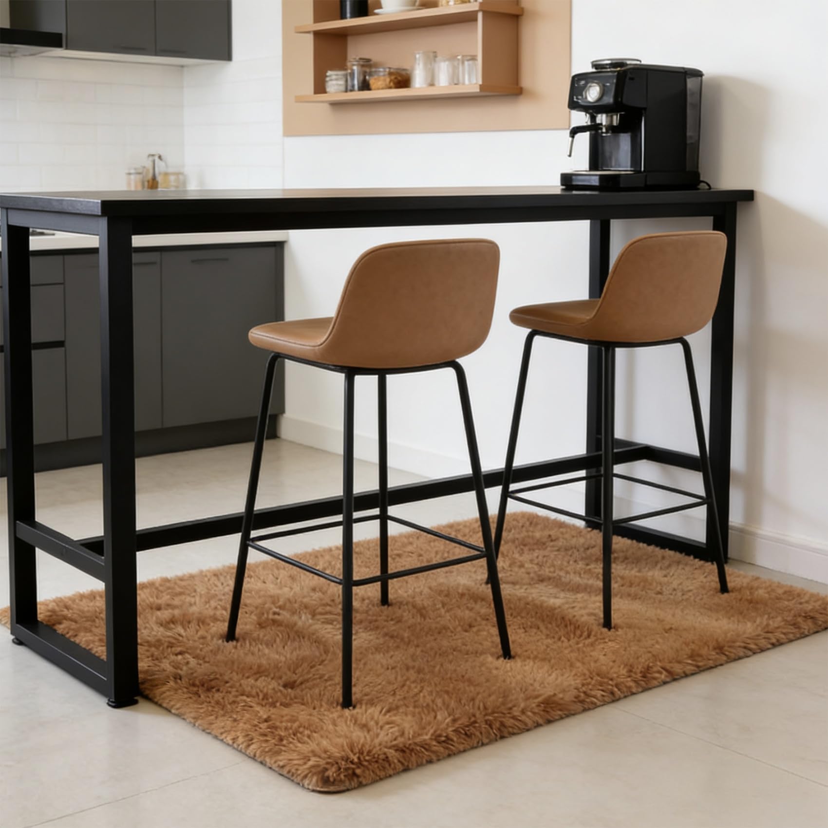 Tapis de salon shaggy marron pour créer un coin lecture moelleux et cocooning