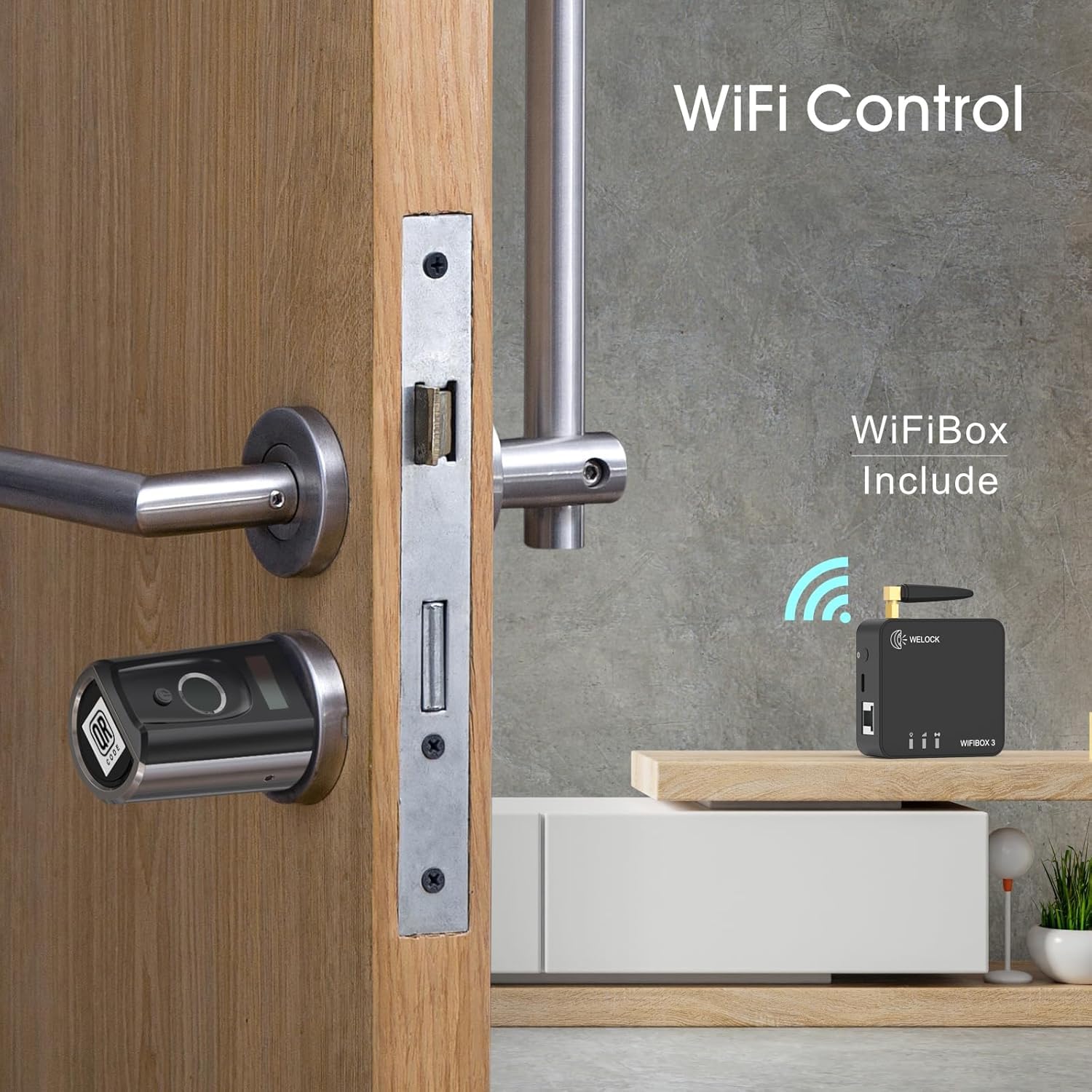 WELOCK Touch41WiFiBox Serratura Smart con WiFi (mit WiFiBox) serratura impronta digitale APP Bluetooh,Carta RFID,serratura porta blindata,serratura elettronica facile da installare