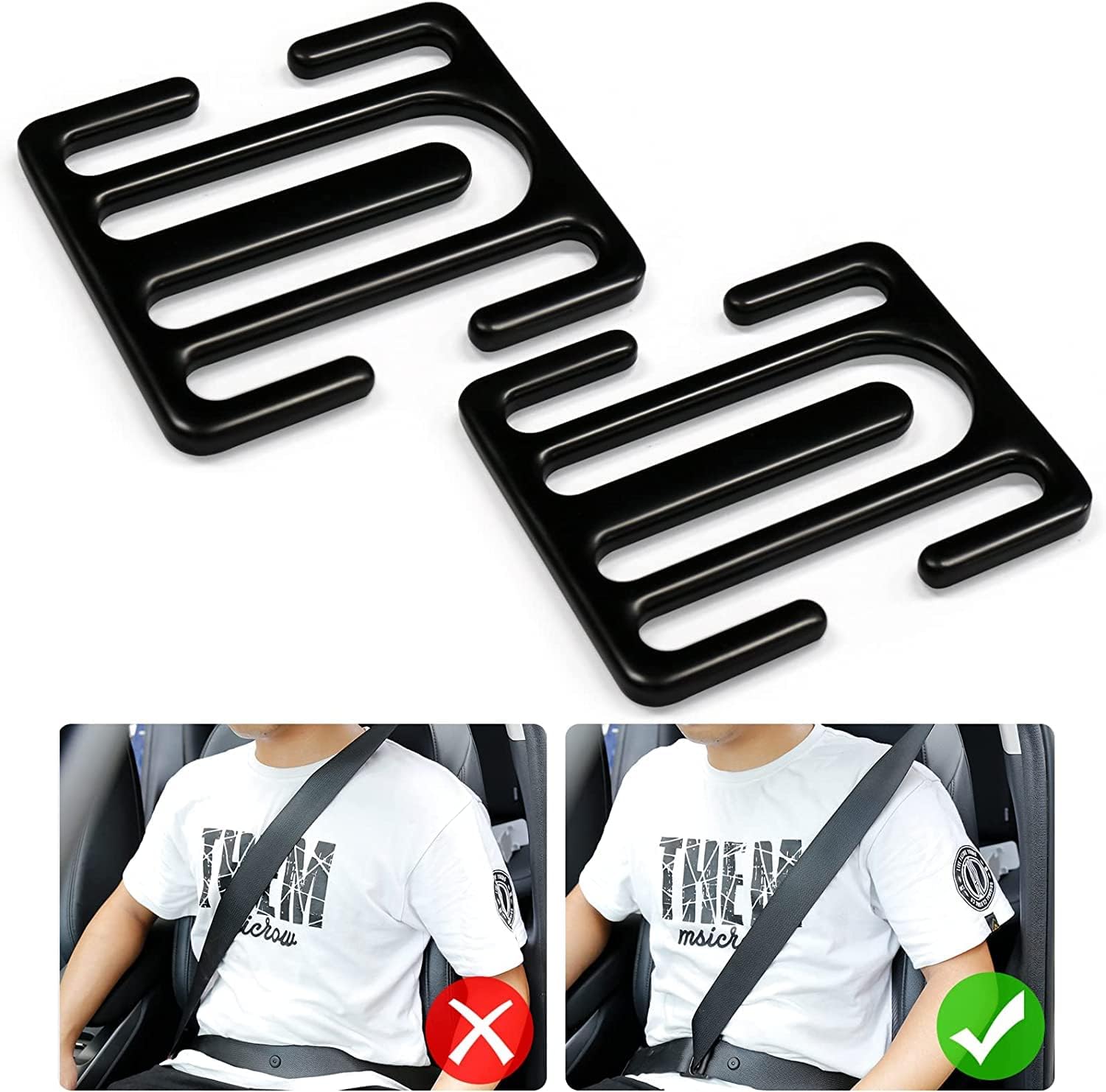 Metal Seat Belt Clips Seatbelt Adjuster, 2 Pcs Car Seat Belt Clips