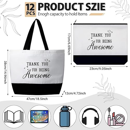 Vista 16 de Silkfly 32 piezas inspiradoras bolsa de lona con cremallera reutilizable motivacional bolsa de maquillaje conjunto para mujeres, amigas compañeras